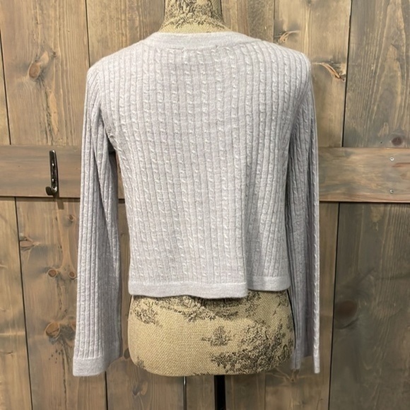 Luxe 360 Cable gray knit cropped sweater cardigan size petite small - Picture 4 of 10